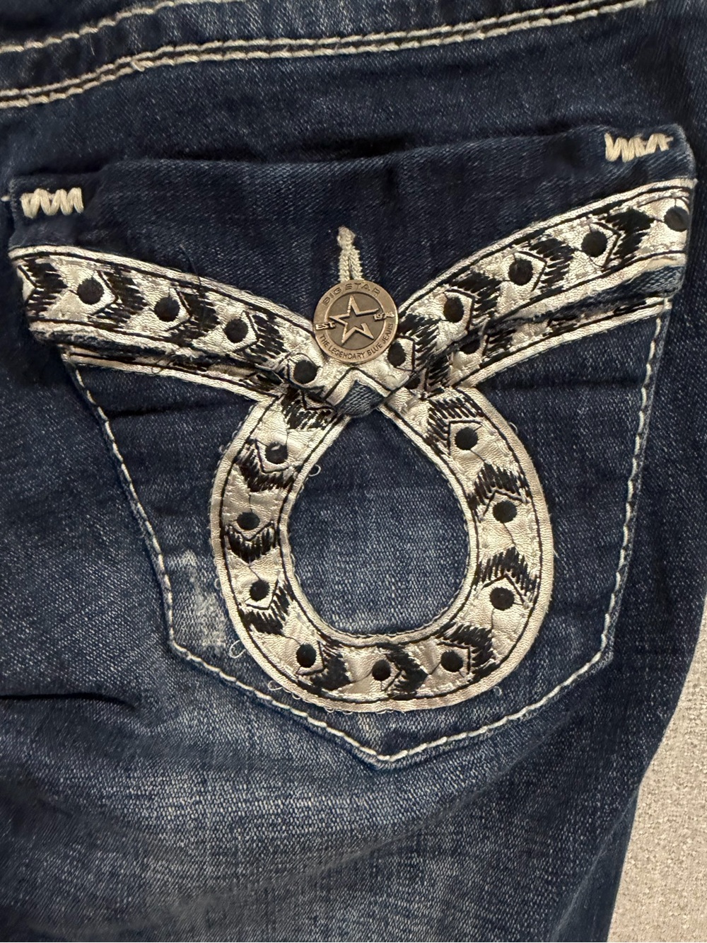 Big Star Sweet Boot Jeans Y2K Low Rise Distressed Flap Pocket 27 - Picture 5 of 9